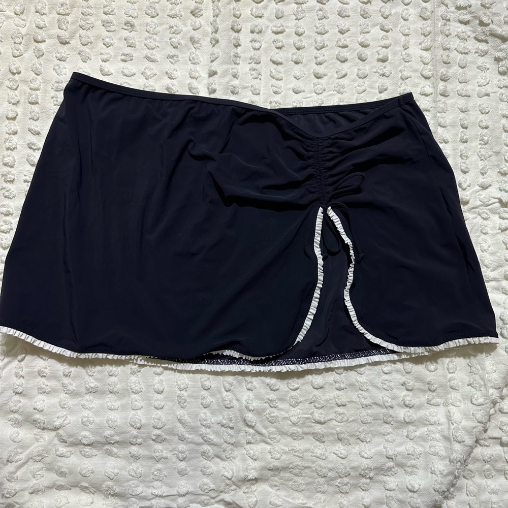 Profile by Gottex Navy Swim Coverup with White Trim